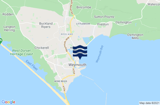 Weymouth Beach, United Kingdom tide times map