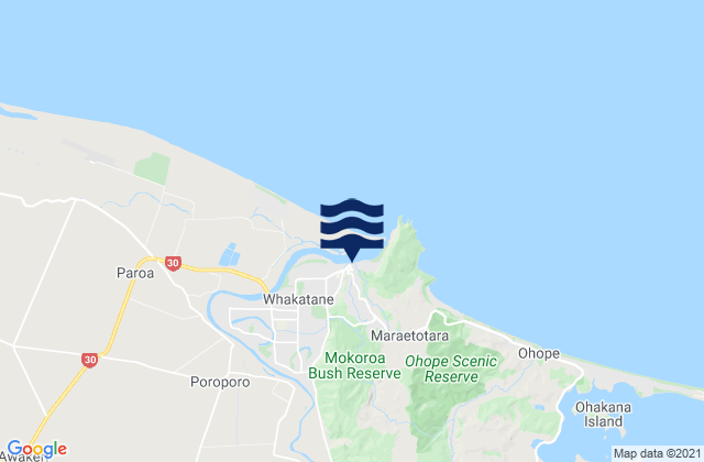 Whakatane, New Zealand tide times map