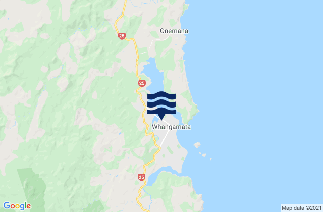 Whangamata, New Zealand tide times map