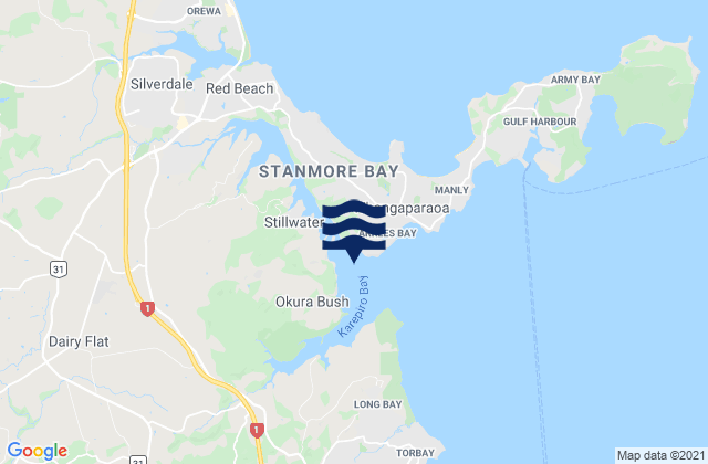 Whangaparaoa (Weiti River Entrance), New Zealand tide times map