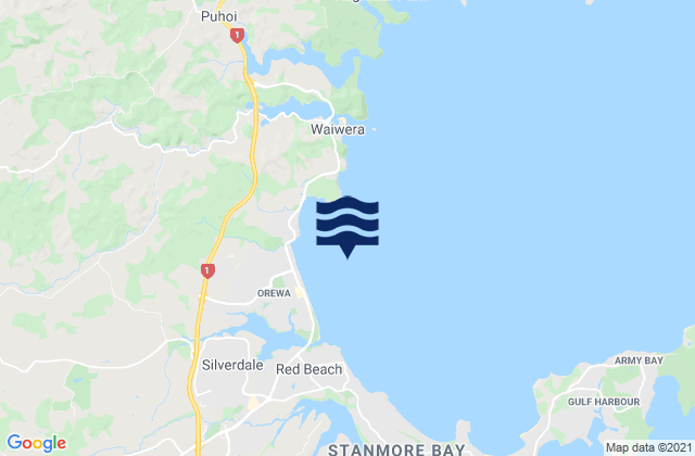Whangaparaoa Bay, New Zealand tide times map