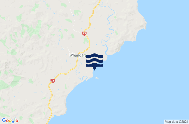 Whangara Island, New Zealand tide times map
