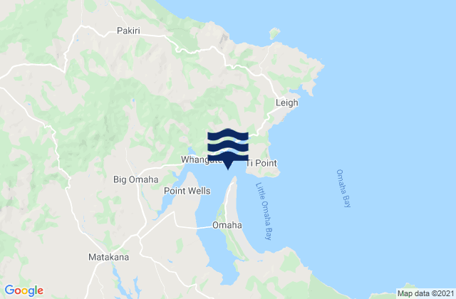 Whangateau, New Zealand tide times map