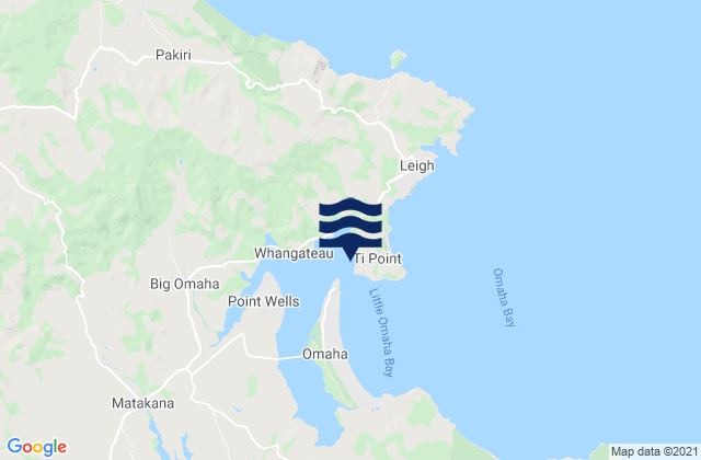 Whangateau Harbour, New Zealand tide times map