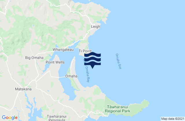 Whangateau Harbour, New Zealand tide times map