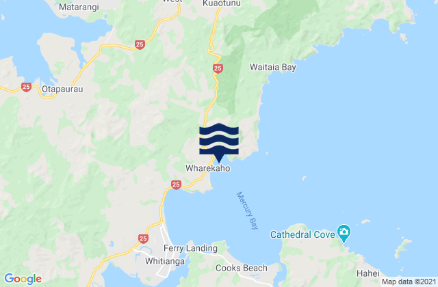 Wharekaho Beach, New Zealand tide times map