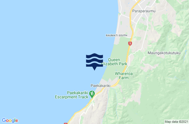 Whareroa Beach, New Zealand tide times map