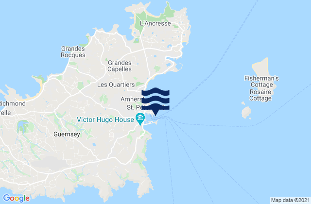 White Rock, Guernsey tide times map