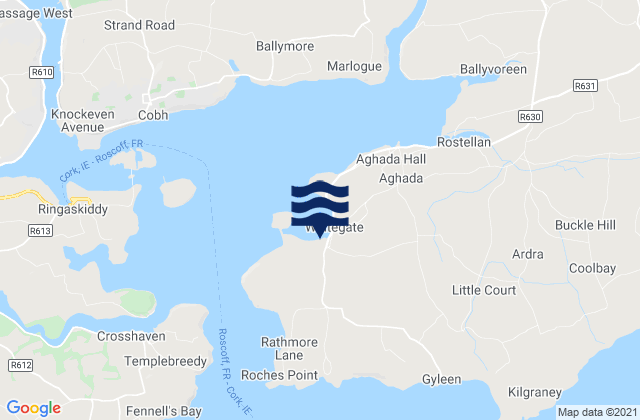 Whitegate Bay, Ireland tide times map