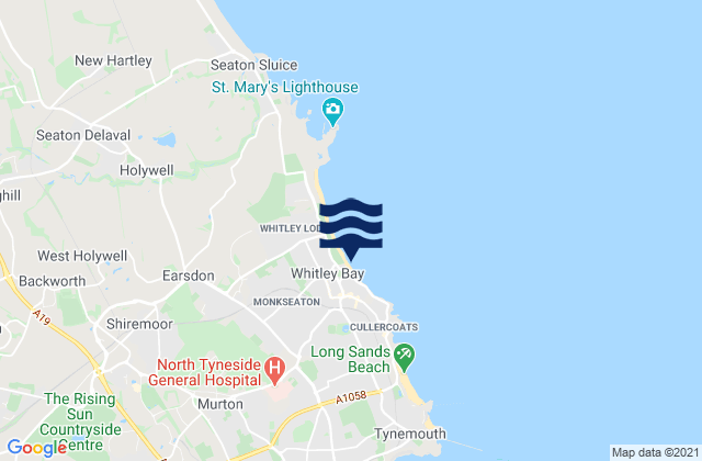 Whitley Bay Beach, United Kingdom tide times map