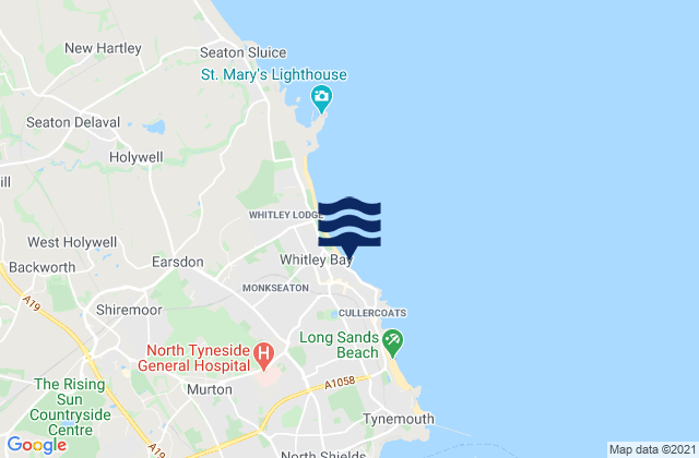 Whitley Bay, United Kingdom tide times map