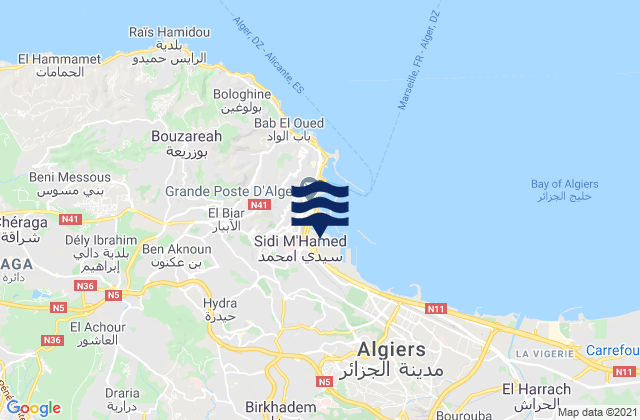 Wilaya d' Alger, Algeria tide times map