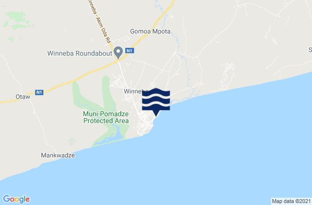 Winneba, Ghana tide times map