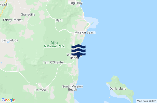Wongaling Beach, Australia tide times map