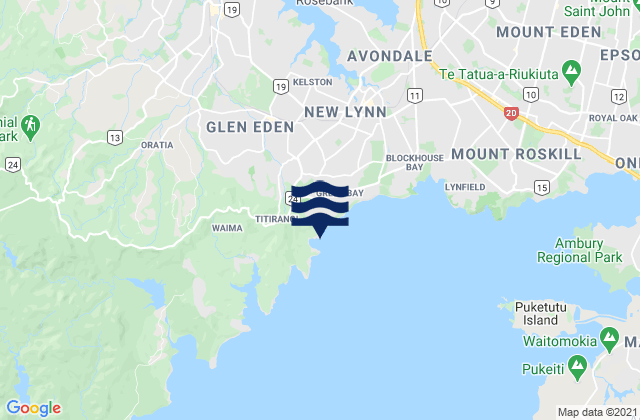 Wood Bay, New Zealand tide times map