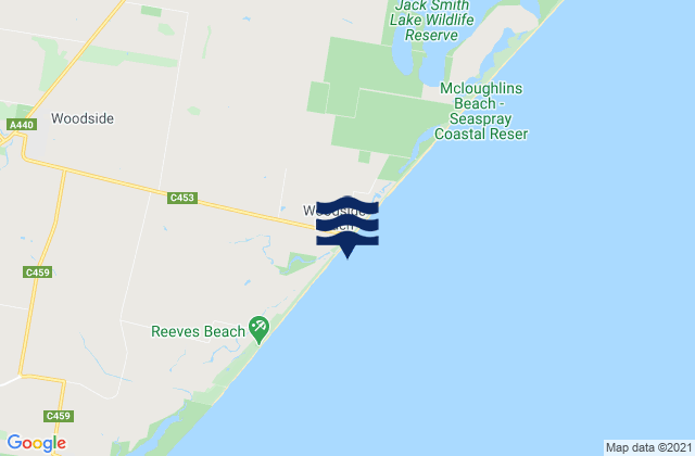 Woodside Beach, Australia tide times map