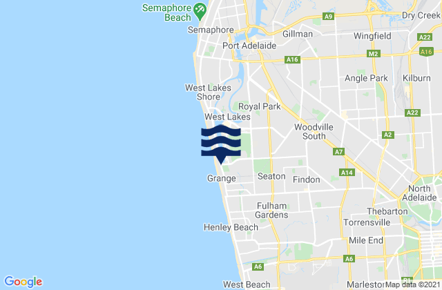 Woodville West, Australia tide times map