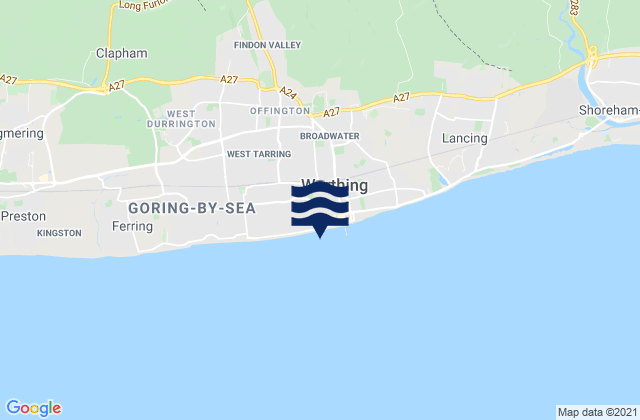 Worthing Beach, United Kingdom tide times map