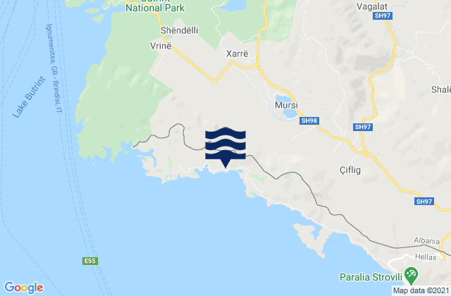 Xarre, Albania tide times map