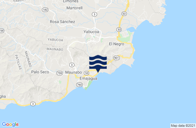 Yabucoa Barrio-Pueblo, Puerto Rico tide times map