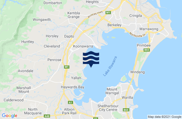 Yallah Bay, Australia tide times map