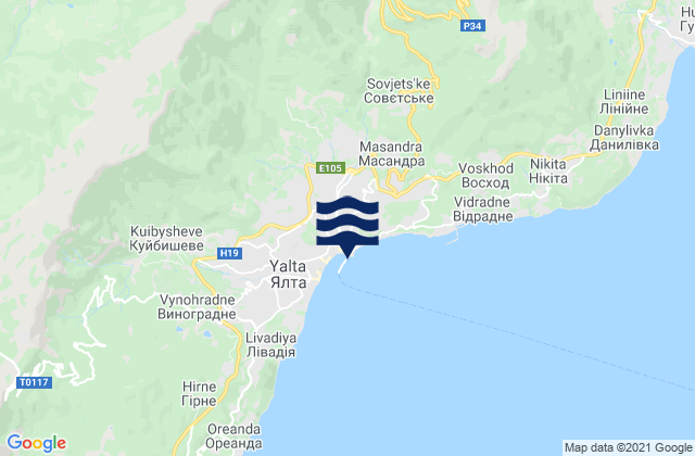 Yalta, Ukraine tide times map