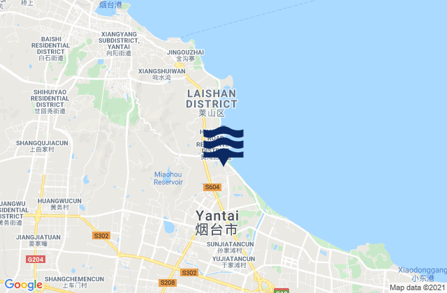 Yantai, China tide times map