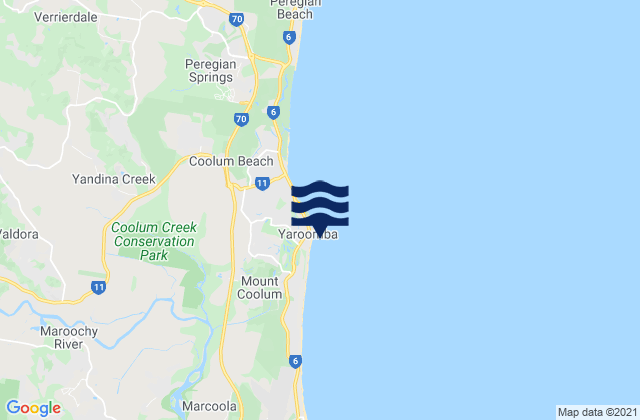 Yaroomba Beach, Australia tide times map