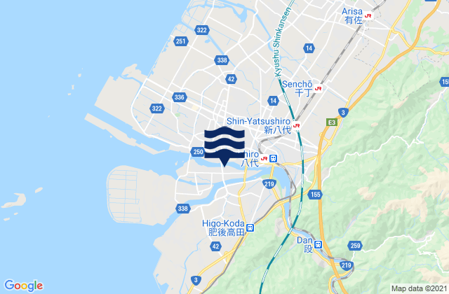 Yatsushiro, Japan tide times map