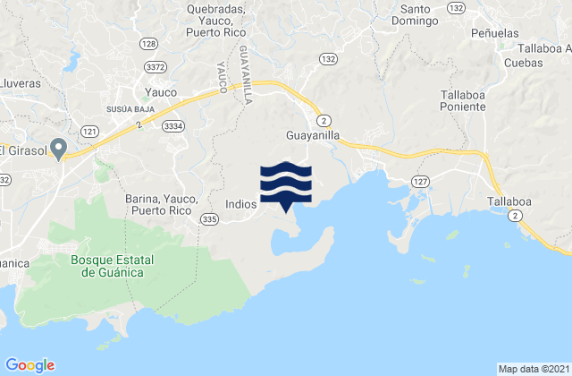 Yauco, Puerto Rico tide times map