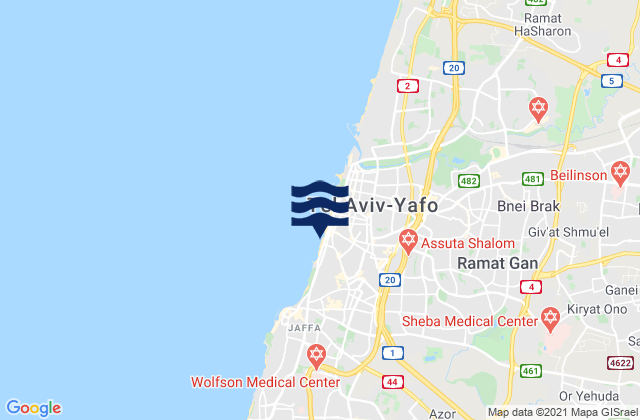Yehud, Israel tide times map