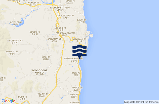 Yeongdeok-gun, South Korea tide times map