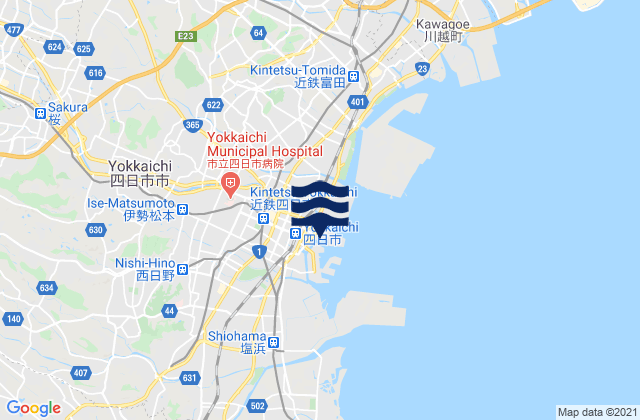 Yokkaichi-shi, Japan tide times map
