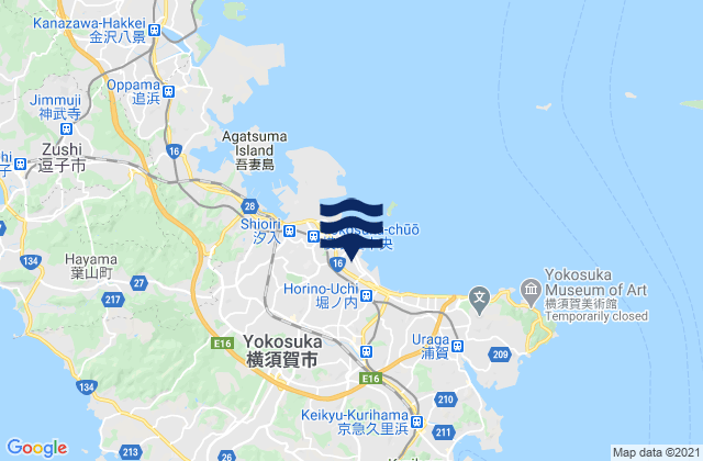 Yokosuka Shi, Japan tide times map