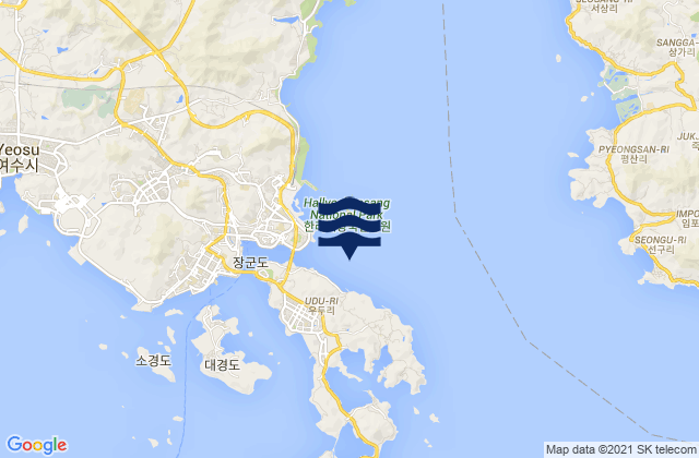 Yosu, South Korea tide times map