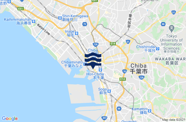 Yotsukaido, Japan tide times map