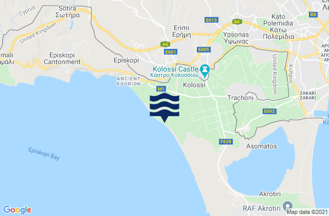 Ypsonas, Cyprus tide times map