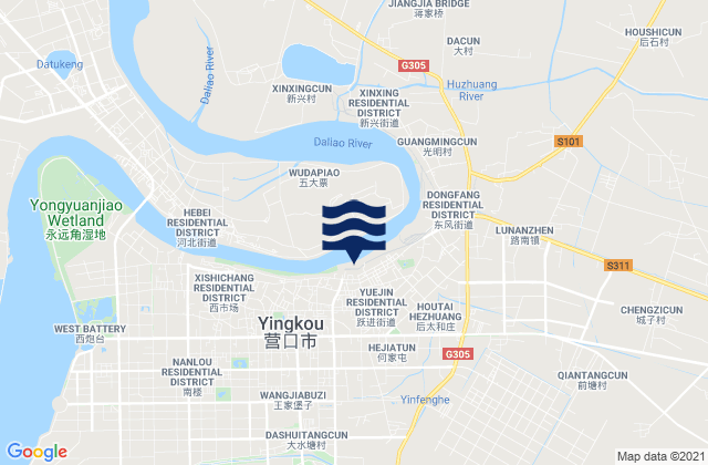 Yuejin, China tide times map