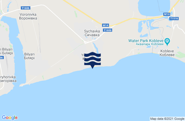 Yuzhne, Ukraine tide times map