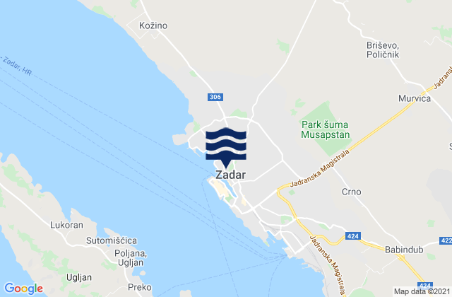 Zadar, Croatia tide times map