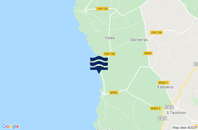 Zambujeira do Mar, Portugal tide times map