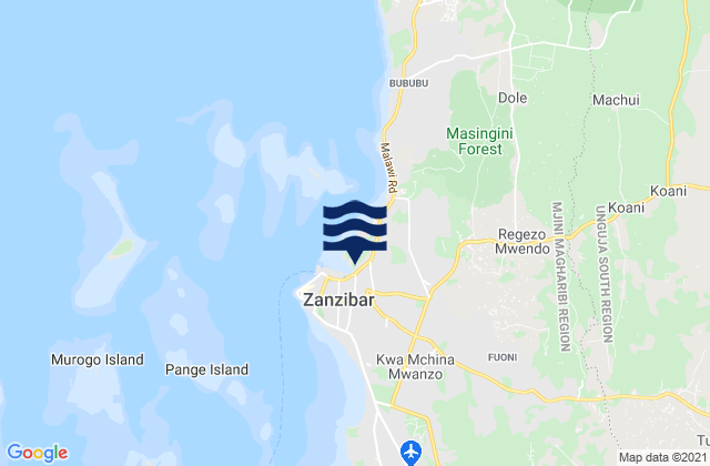Zanzibar Urban/West Region, Tanzania tide times map
