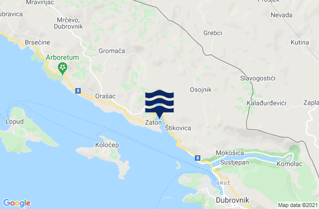 Zaton, Croatia tide times map