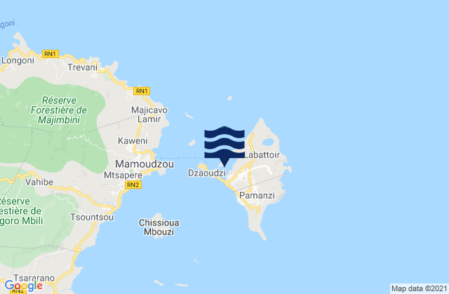 Zaudzi Ile Mayotte, French Southern Territories tide times map