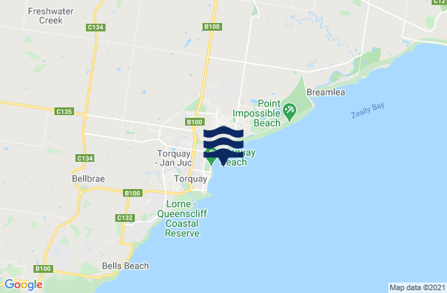 Zeally Bay, Australia tide times map