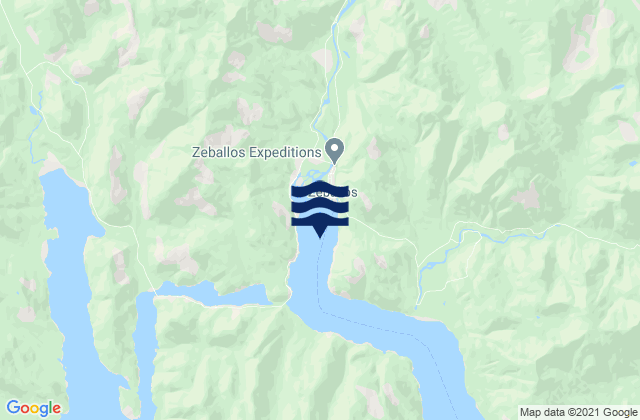 Zeballos, Canada tide times map