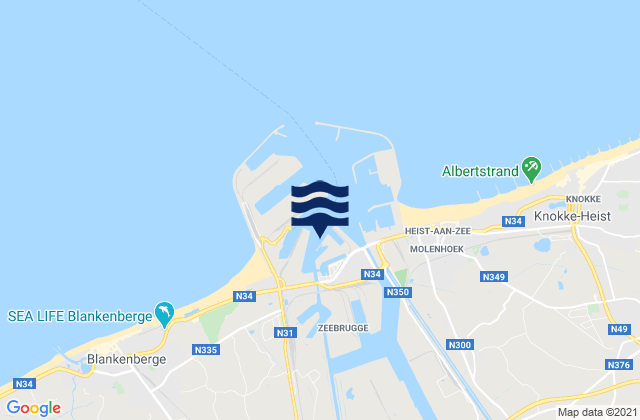 Zeebrugge Port, Belgium tide times map