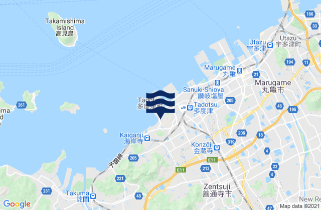 Zentsuji Shi, Japan tide times map