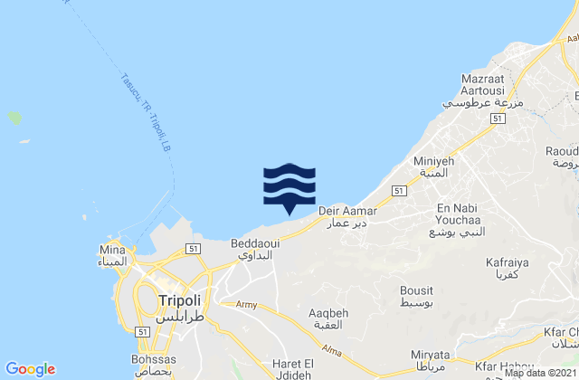 Zgharta, Lebanon tide times map