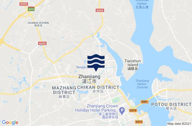 Zhanjiang, China tide times map